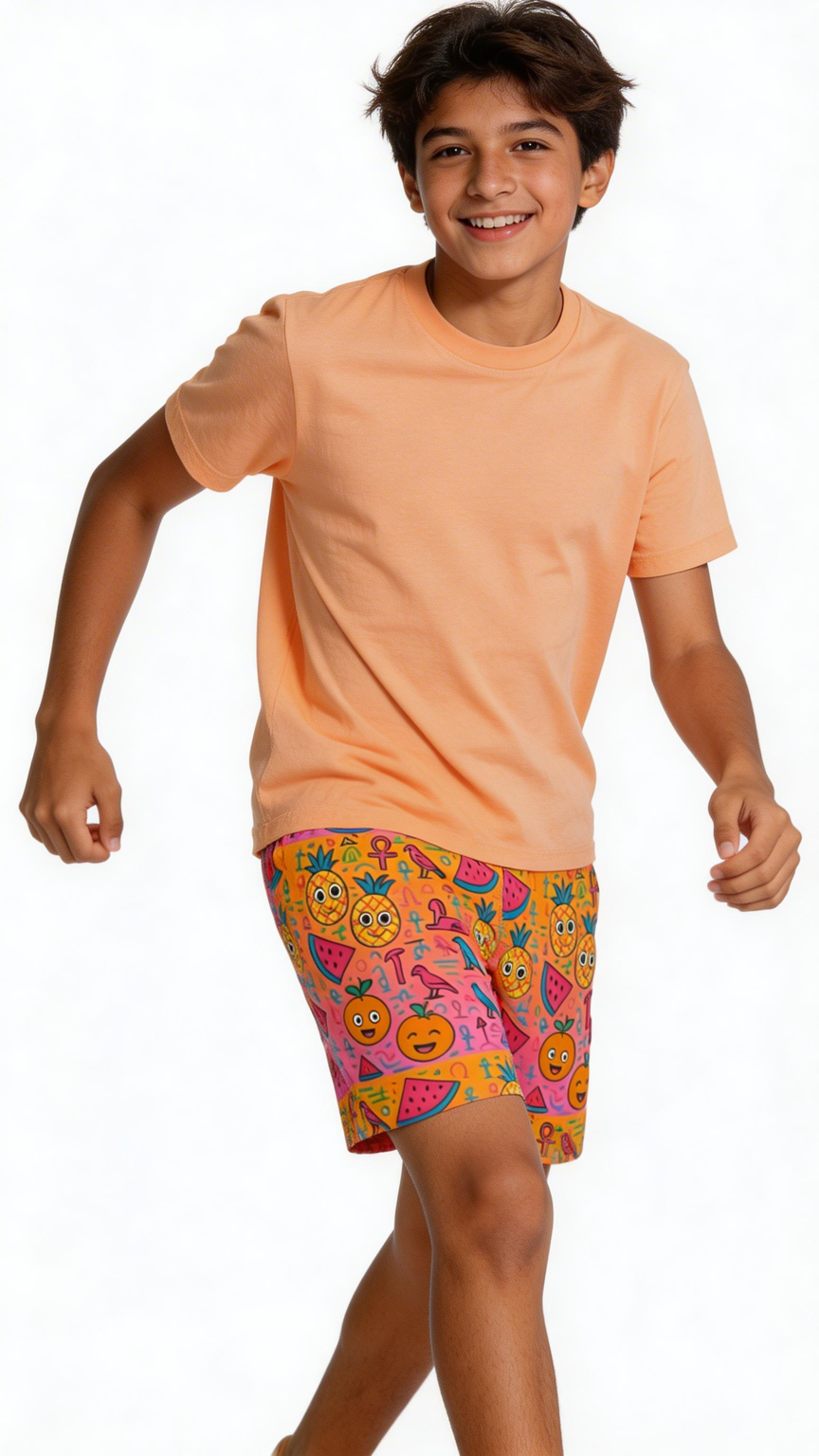 Unisex Happy Fruits Mesh Shorts - Tangerine Rizz