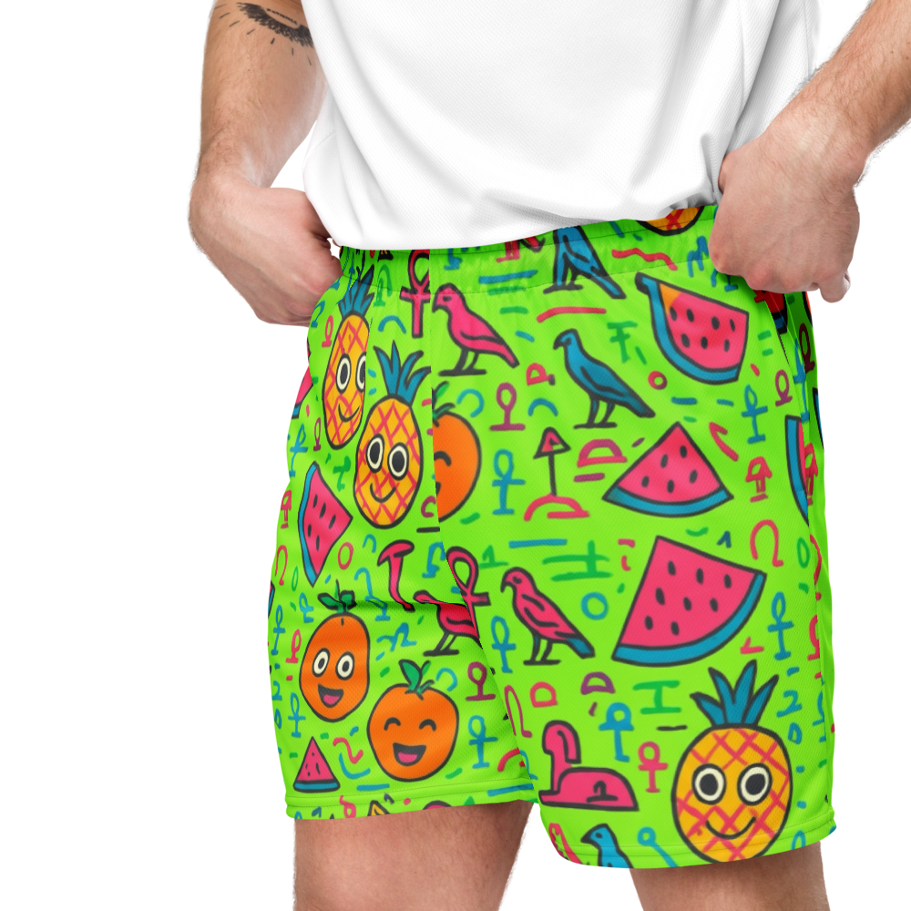 Unisex Happy Fruits Mesh Shorts - Bright Green