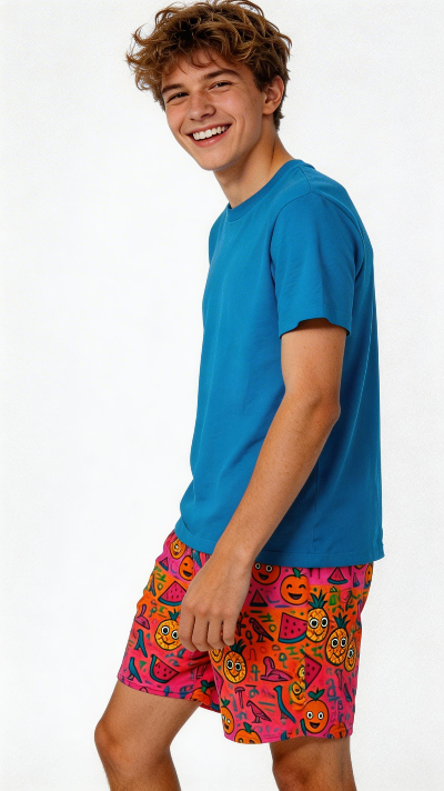 Unisex Happy Fruits Mesh Shorts - Tangerine Rizz