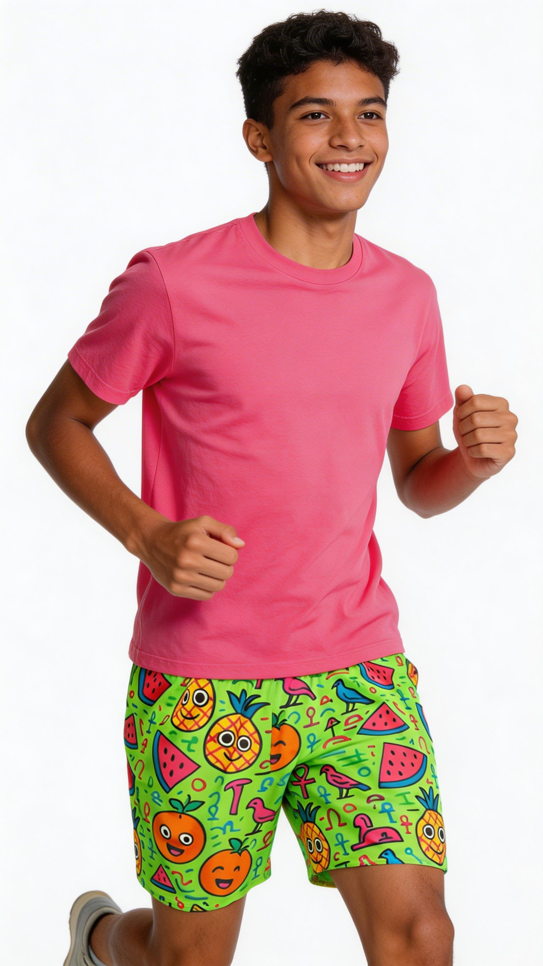 Unisex Happy Fruits Mesh Shorts - Bright Green