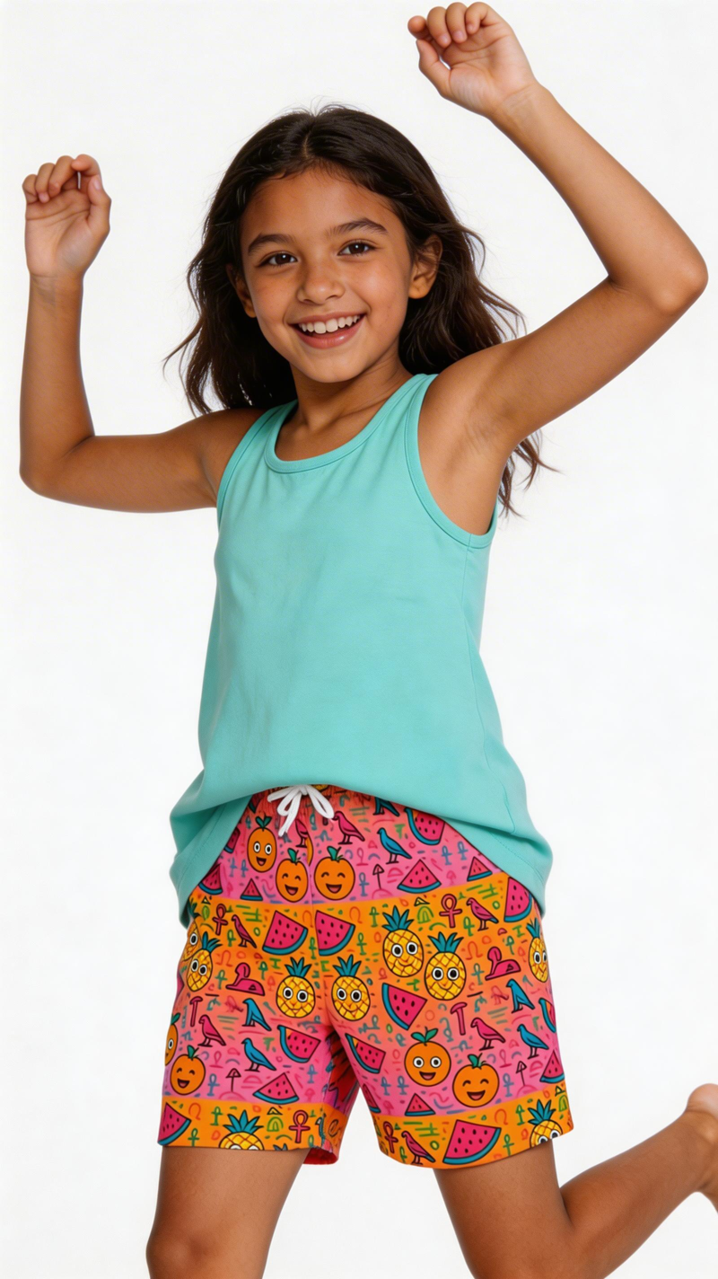 Unisex Happy Fruits Mesh Shorts - Tangerine Rizz